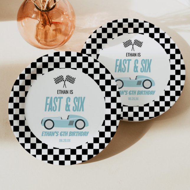 Assiettes En Carton Voiture Fast & Six Blue Race 6e fête d'anniversair (Créateur téléchargé)