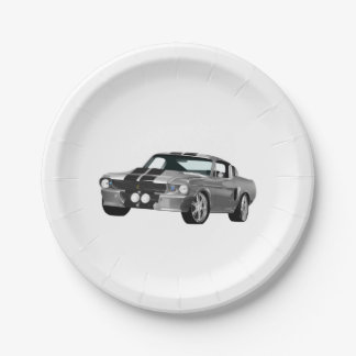 Assiettes En Carton Voiture Muscle Argent