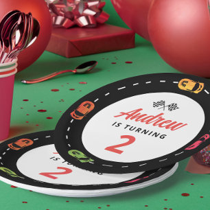 Assiettes En Carton Voitures de course Boys 2e anniversaire