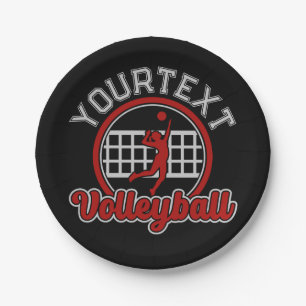 Assiettes En Carton Volleyball AJOUTER LE NOM Spike Ball Attaque Équip