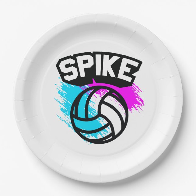 Assiettes En Carton Volleyball de transitoire (Devant)