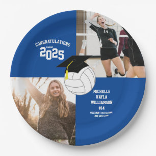 Assiettes En Carton Volleyball Graduation Sports Blue