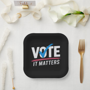 Assiettes En Carton Vote Élection 2024 Électeur Démocrate Politique