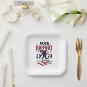 Assiettes En Carton Votez pour Bigfoot 2024 Sasquatch Présidentiel