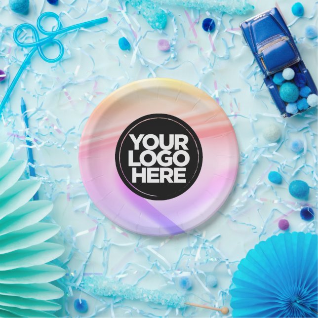 Assiettes En Carton Votre logo d'entreprise Personnalisé Holographic C (Fête)