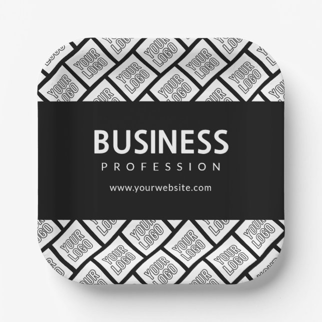 Assiettes En Carton Votre logo Motif et nom commercial modifiable (Recto)