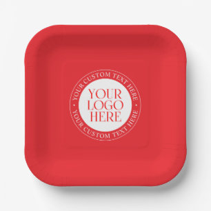 Assiettes En Carton Votre logo ou autre image   Noël rouge et blanc
