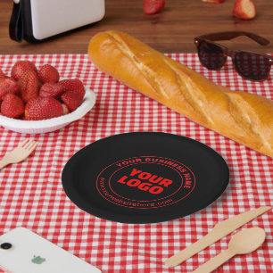 Assiettes En Carton Votre logo ou image et texte modifiable, rouge ou