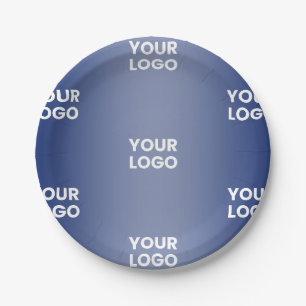 Assiettes En Carton Votre logo Simple Répétition Logo Marine Blue Grad