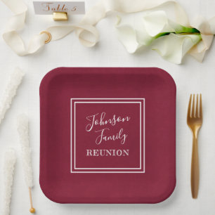 Assiettes En Carton Votre nom Family Reunion Script Bourgogne