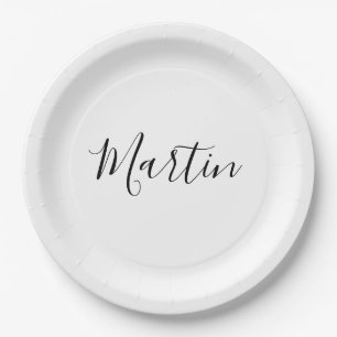 Assiettes En Carton Votre nom   Script élégant