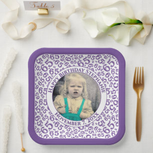 Assiettes En Carton Votre Photo 65 Motif Numérique Aléatoire Violet/Bl
