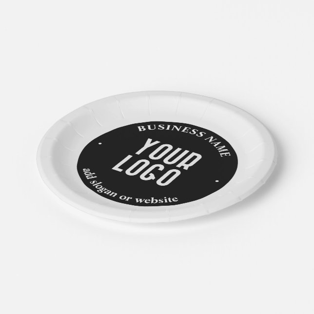 Assiettes En Carton Votre texte et votre logo téléchargé | Noir et bla (Angle)