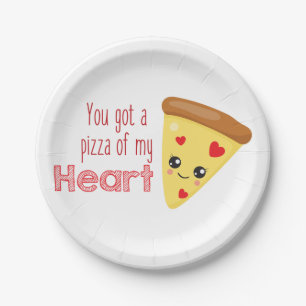 Assiettes En Carton Vous avez une pizza de mon coeur Kawaii Pizza Pun
