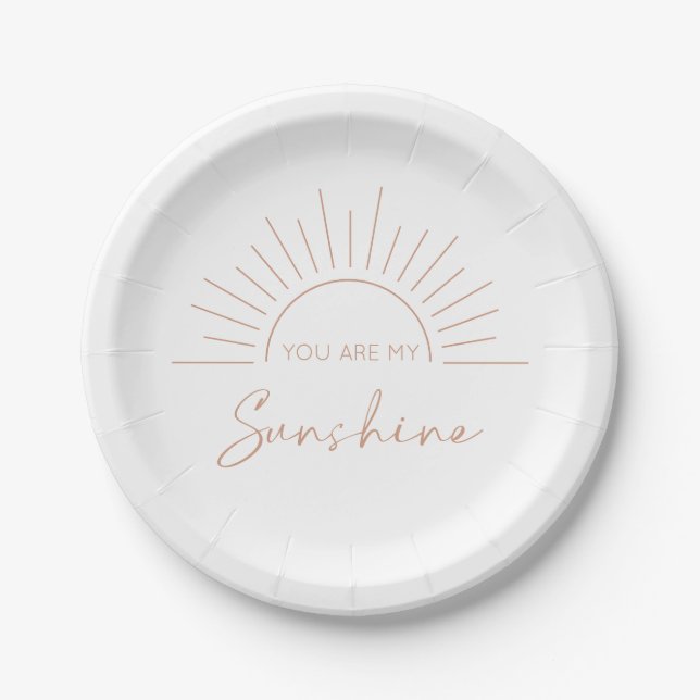 Assiettes En Carton Vous Êtes Mon Sunshine Boho Baby shower Moderne (Devant)