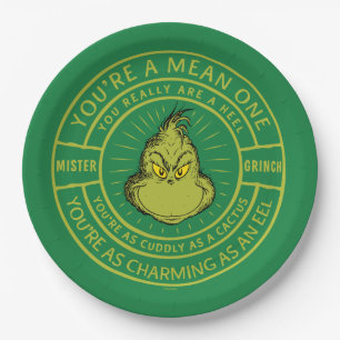 Assiettes En Carton Vous êtes un badge méchant Monsieur Grinch