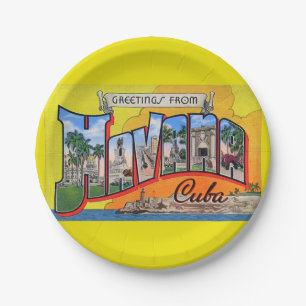 Assiettes En Carton Voyage Cuba vintage - Salutations de La Havane