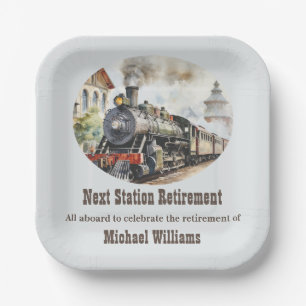 Assiettes En Carton Voyage de retraite Thème de fête Train Prochain ga