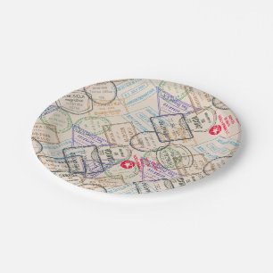 Assiettes En Carton Voyage de timbres de passeport