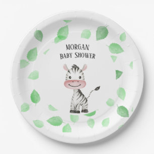 Assiettes En Carton Voyage Safari faune sauvage jungle rayée noir et b