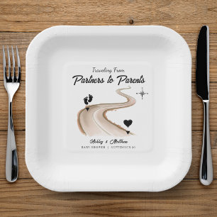 Assiettes En Carton Voyager de Partenaires au Baby shower Parents