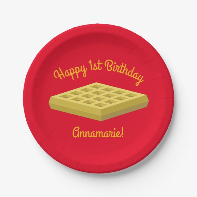 Assiettes En Carton Waffle Cute Breakfast Brunch Enfants 1er Anniversa (Devant)