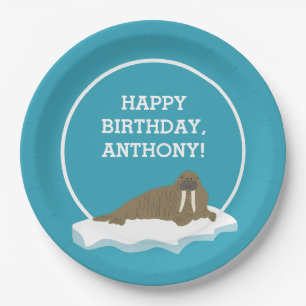 Assiettes En Carton Walrus sur une Iceberg Custom Birday Party