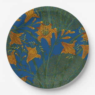 Assiettes En Carton Walter Crane Day Lily Floral Fond d'écran Design