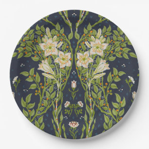 Assiettes En Carton Walter Crane Vintage Marine Blanc Motif Lys