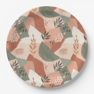 Assiettes En Carton Warm Modern Abstract Design Paper Plate