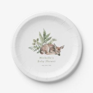 Assiettes En Carton Watercolor Baby shower de cerfs de bois