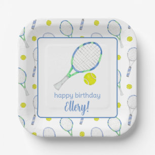 Assiettes En Carton Watercolor Blue et Green Tennis