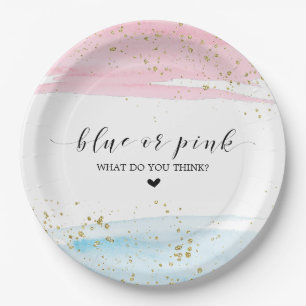 Assiettes En Carton Watercolor Blue ou rose Genre Revevela Party