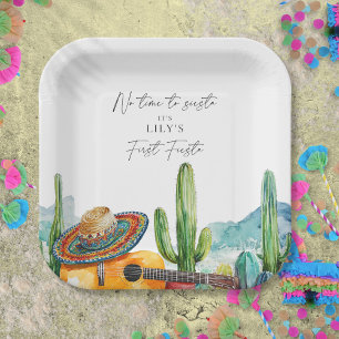 Assiettes En Carton Watercolor Cactus Première fête Fête Anniversaire