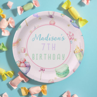 Assiettes En Carton Watercolor Candy Wonderland Pastel Fête d'annivers