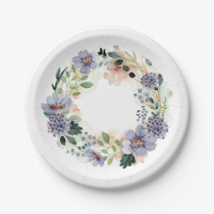 Assiettes En Carton Watercolor Floral Wreath