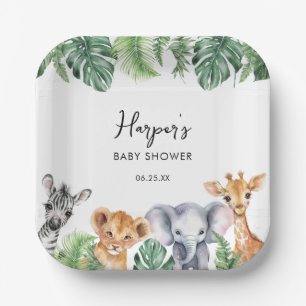 Assiettes En Carton Watercolor Little Wild One Baby shower Safari