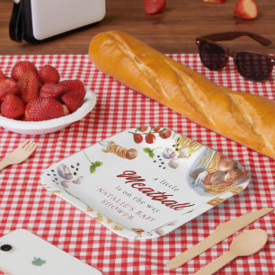 Assiettes En Carton Watercolor Meatball Baby shower italien