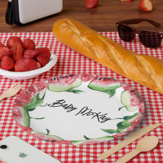 Assiettes En Carton Watermelon Baby Girl Douche Plaques en papier
