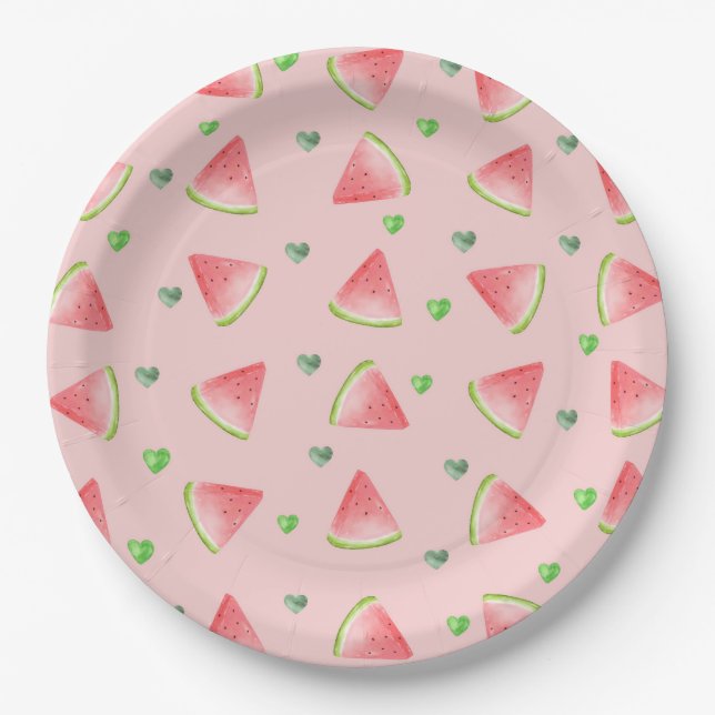 Assiettes En Carton Watermelon Love Motif (Devant)