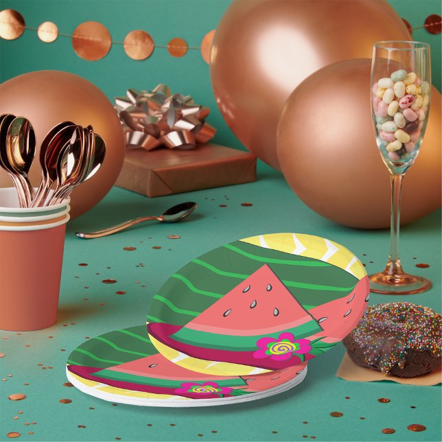 Assiettes En Carton Watermelon Sur Plaques En Papier (Créateur téléchargé)