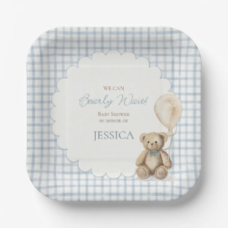 Assiettes En Carton We Can Bearly Wait Boy Teddy Bear Baby Shower