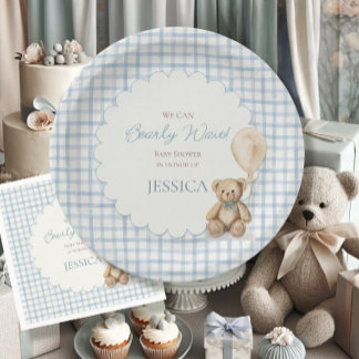 Assiettes En Carton We Can Bearly Wait Boy Teddy Bear Baby Shower