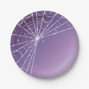 Assiettes En Carton Web de l'araignée de diamant à dégradé violet