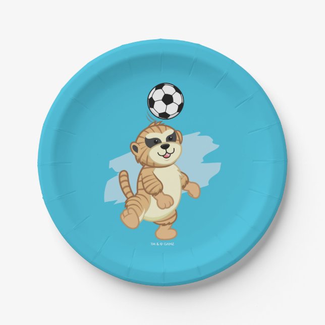 Assiettes En Carton Webkinz | Meerkat jouant au football (Devant)