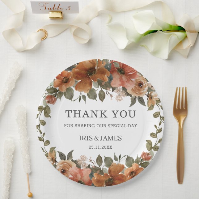 Assiettes En Carton Wedding shower de la rouille orange brûlée Anniver (Mariage)