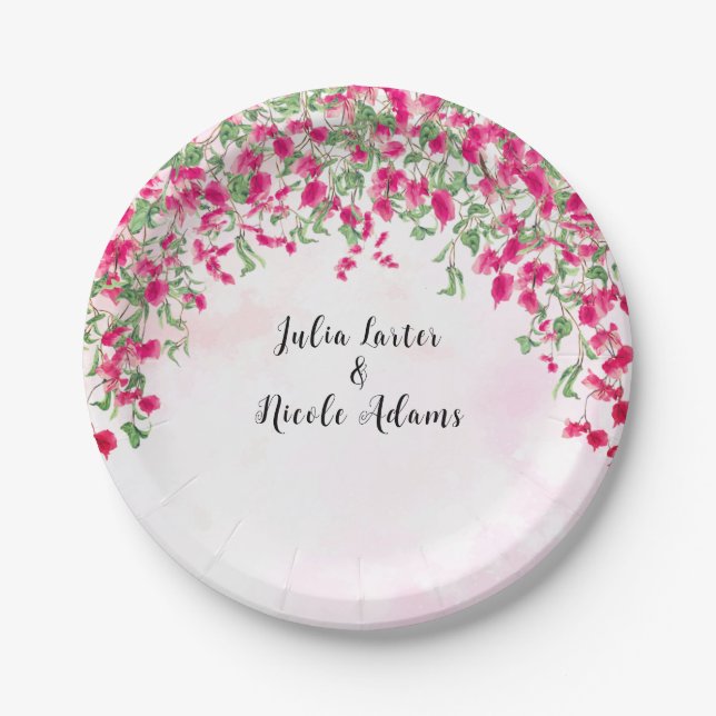 Assiettes En Carton Wedding shower forestier tropical des Bougainvilli (Devant)