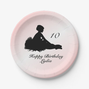 Assiettes En Carton Weight Ballerina w Nom et âge Anniversaire rose