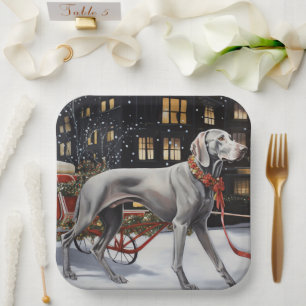 Assiettes En Carton Weimaraner Festin de Noël
