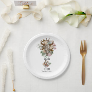 Assiettes En Carton Western Country Cowboy Boho Cow Mariage crâne